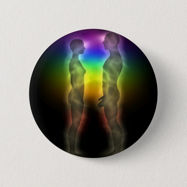 twin souls chakras first meeting 6 cm round badge (Front)