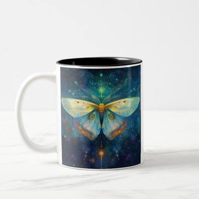 Twin Spirit Moths Two-Tone Coffee Mug (Left)
