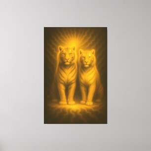 Twin Sunlit Guardians ManJiangHong Fine Art Canvas Print