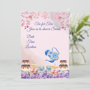 Twin Tea For Two Baby Shower Invitation 