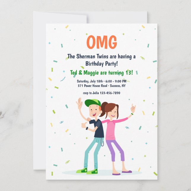 Twin Teens Invitation (Front)