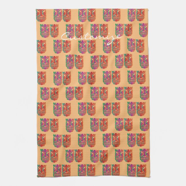 Twin Tiki Sculpture Thunder_Cove Kitchen Towel (Vertical)