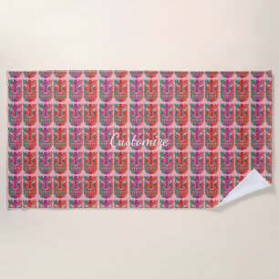 Twin Tiki Sculpture Thunder_Cove Pink Beach Towel