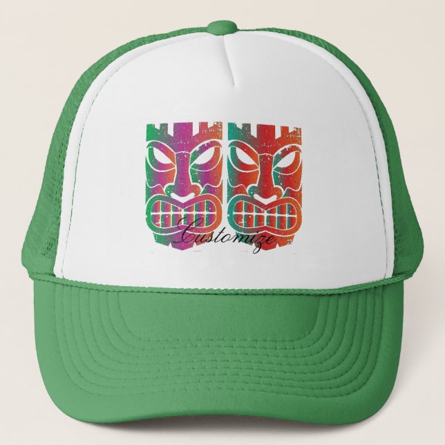 Twin  Tiki Sculpture Thunder_Cove Trucker Hat (Front)