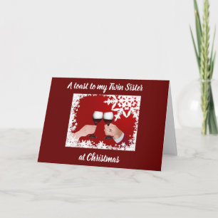 TWIN TOAST FOR HAPPINESS AT CHRISTMAS/NEW YEAR CARD
