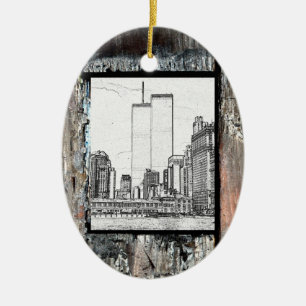 Twin Towers Ceramic Tree Decoration