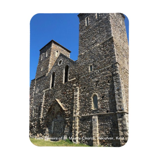 Twin Towers of St Mary's Church Reculver Kent on a Magnet (Vertical)