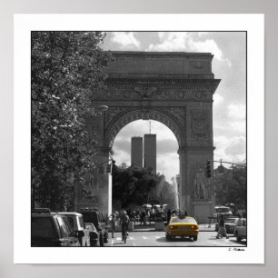 Twin Towers through Washington Square Poster