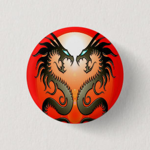 Twin Tribal Dragons 3 Cm Round Badge
