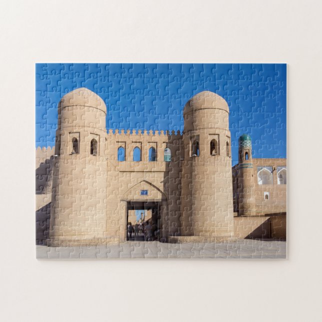 Twin-turreted West Gate - Khiva, Uzbekistan Jigsaw Puzzle (Horizontal)