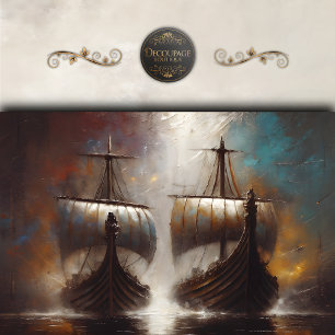 Twin Viking Longships Decoupage Tissue Paper