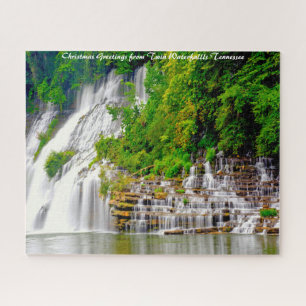 Twin Waterfalls Tennessee.Christmas Greetings Jigsaw Puzzle