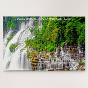 Twin Waterfalls Tennessee.Christmas Greetings Jigsaw Puzzle