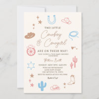 Twin Western Cowgirl and Cowboy Modern Baby Shower