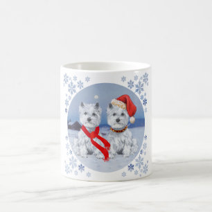 Twin Westies on a Wintry Evening Coffee Mug