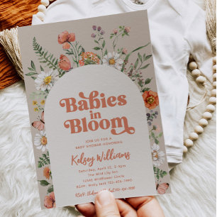 Twin Wildflower Baby Shower Invitations