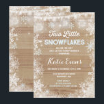 Twin Winter Baby Shower Invitation Rustic Blue<br><div class="desc">Rustic Winter Baby Shower Invitation 
All designs are © PIXEL PERFECTION PARTY LTD</div>
