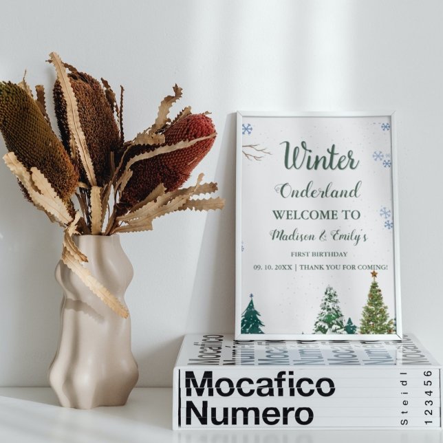 Twin WInter Onderland CHristmas Welcome Birthday Poster (Creator Uploaded)