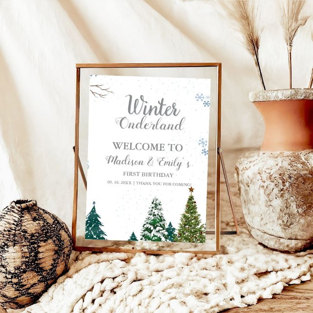 Twin WInter Onderland CHristmas Welcome Birthday  Poster (Creator Uploaded)