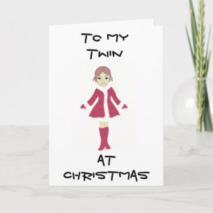 *TWIN* WITH LOVE AT CHRISTMAS SANTA STYLE HOLIDAY CARD