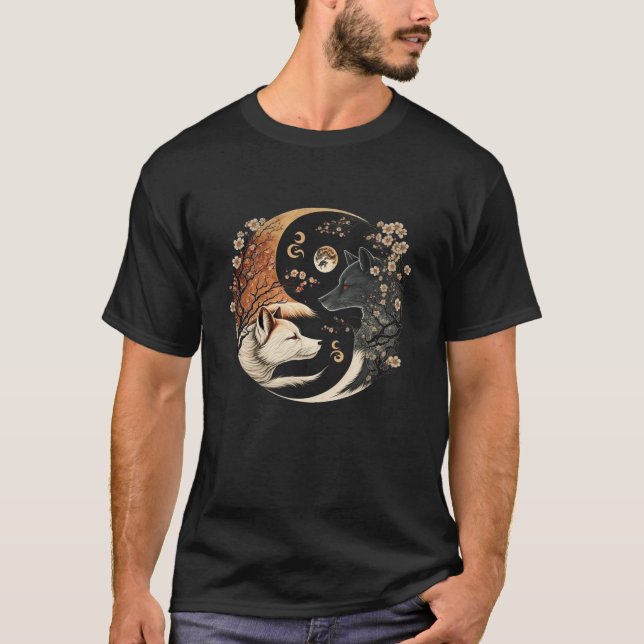 Twin Wolf Yin and Yang T-Shirt (Front)
