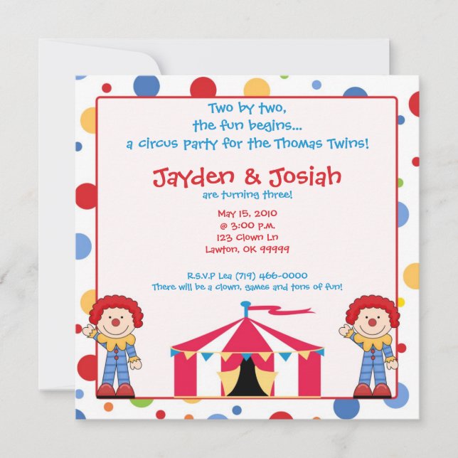 twinbday. Two by two, the fun begins... Invitation (Front)