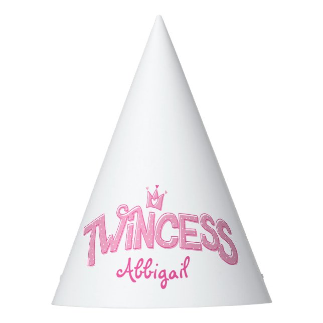 Twincess Twin Birthday Party Hat for Girls (Front)
