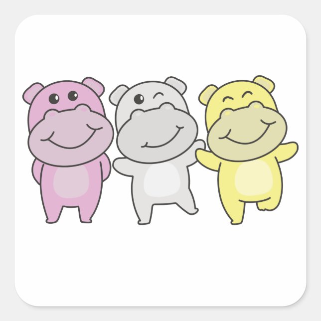 Twink Flag Pride Lgbtq Cute Hippo Square Sticker (Front)