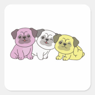 Twink Flag Pug Pride Lgbtq Cute Dogs Square Sticke Sticker
