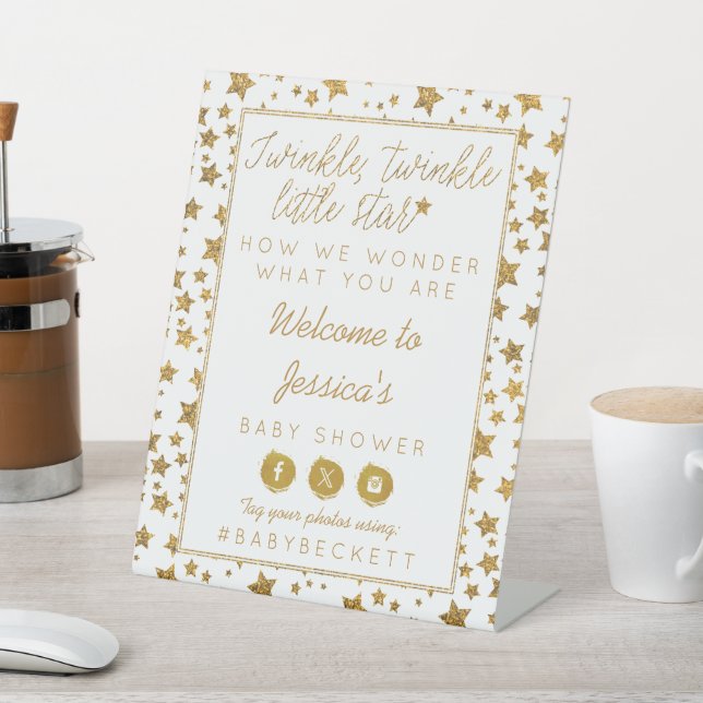 Twink, Twinkle Little Star Baby Shower Welcome Pedestal Sign (In SItu)