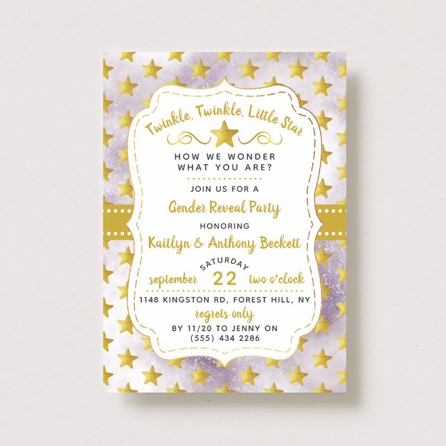 Twink, Twinkle Little Star Gender Reveal Party Invitation (Creator Uploaded)