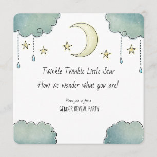 Twinke Twinkle Star Gender Reveal babyshower Invitation