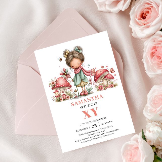 Twinkle Fairy 7th Birthday Pastel Floral Invitatio Invitation (Twinkle Fairy 7th Birthday Pastel Floral Invitation)