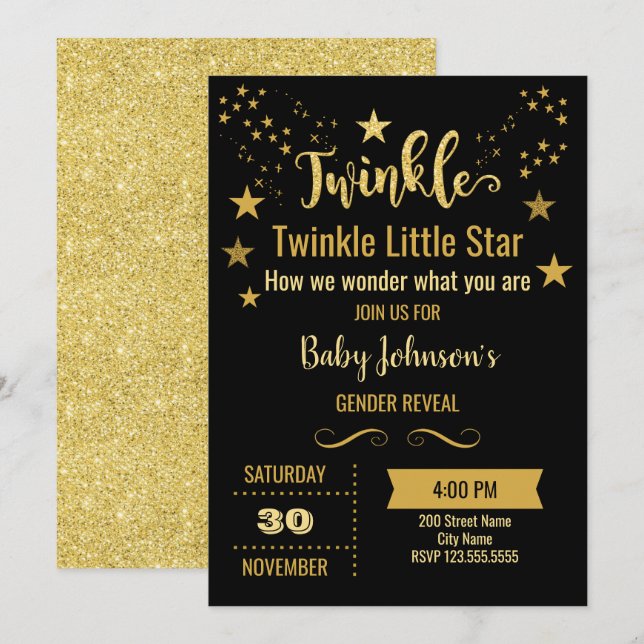 Twinkle Gender Reveal Invitation (Front/Back)