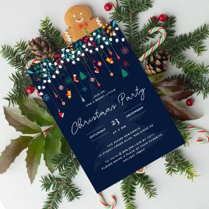 Twinkle Lamplight Modern Night Christmas Party Invitation