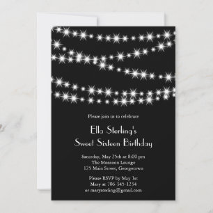 Twinkle Lights Birthday Invitation (black)