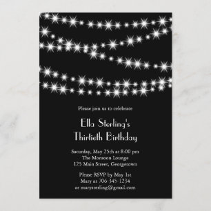 Twinkle Lights Birthday Invitation (black)