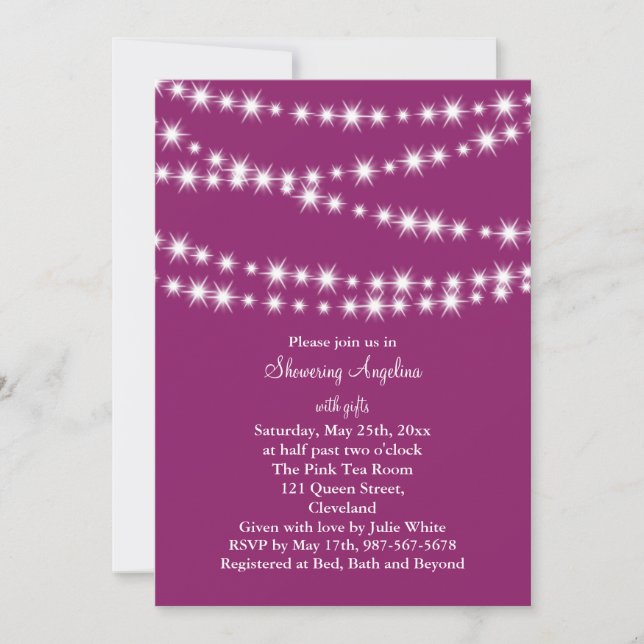 Twinkle Lights Bridal Shower Invite (magenta) (Front)