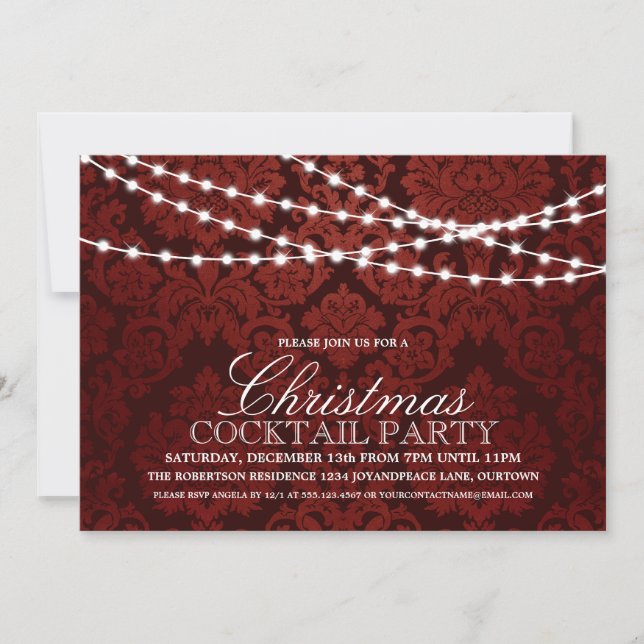 Twinkle Lights Christmas Cocktail Party Invitation (Front)