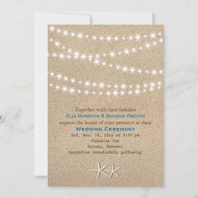 Twinkle Lights Destination Wedding Invitation (Front)