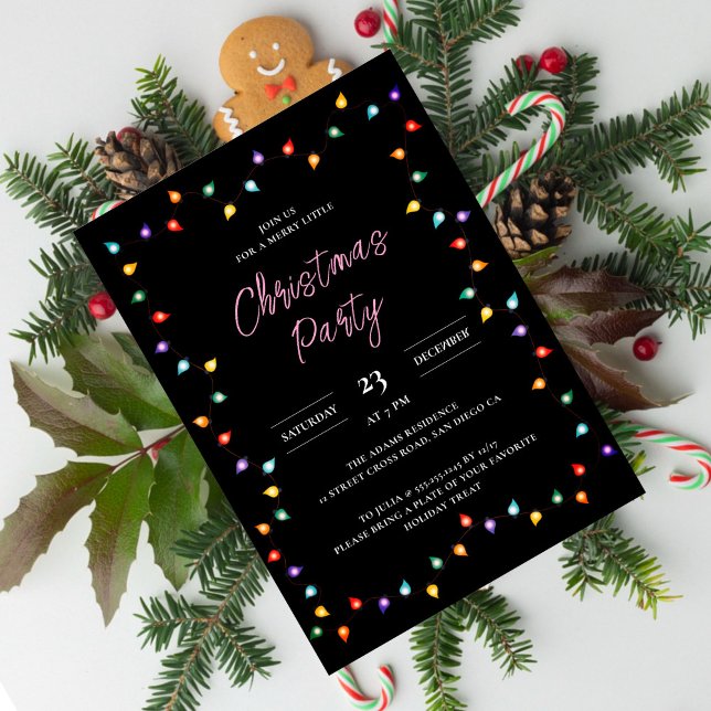 Twinkle Lights Family Photo X Mas Christmas Party Invitation (Creator Uploaded)