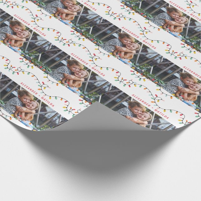 Twinkle lights fun bright photo Holiday Wrapping Paper (Corner)