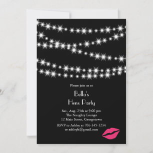 Twinkle Lights Hens Party (black) Invitation