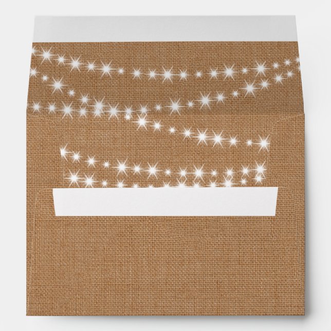 Twinkle Lights Invitation Envelope on burlap (Back (Bottom))