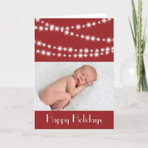 Twinkle Lights Photo Holiday Card red