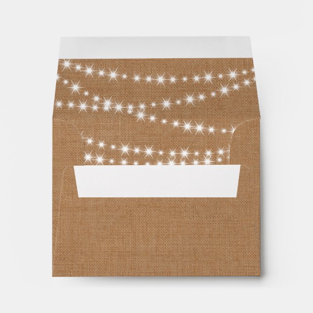 Twinkle Lights RSVP Envelope on burlap (Back (Bottom))