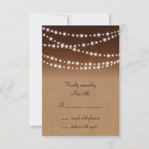 Twinkle Lights RSVP on Shaded Burlap Card