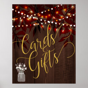 Twinkle lights rustic fall barn wood wedding sign