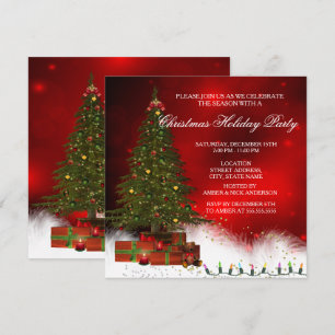 Twinkle Lights Tree Christmas Holiday Party Invitation