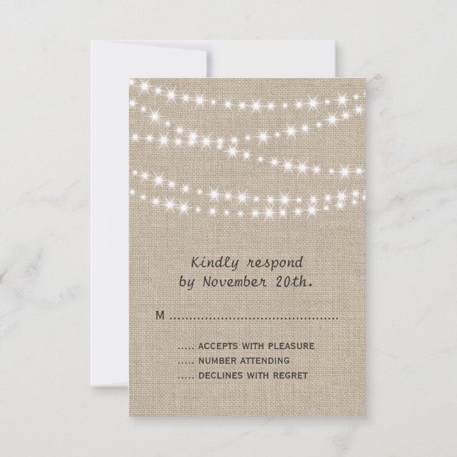 Twinkle Lights Typography RSVP Card (Back)